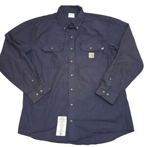 Carhartt FR Shirt Mens Large Navy Blue Flame Resistant NFPA 2112 CAT 2 392-20